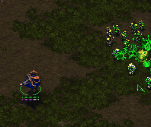 My favorite Starcraft unit, the Zerg Queen, causing trouble.