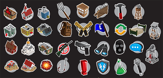 Lovely new mission icons for the many-many things you can send survivors to do